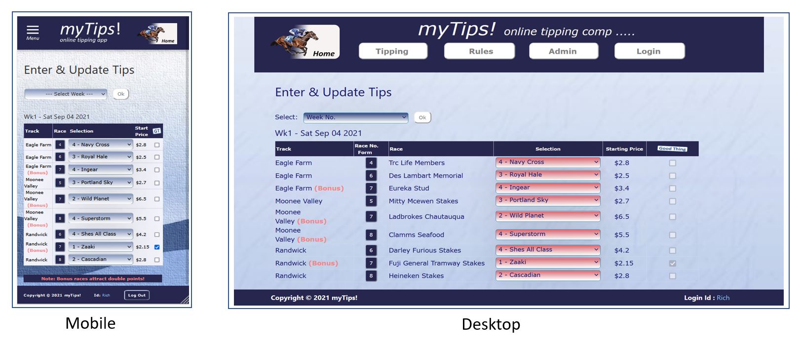 myTips Enter and Update Screen